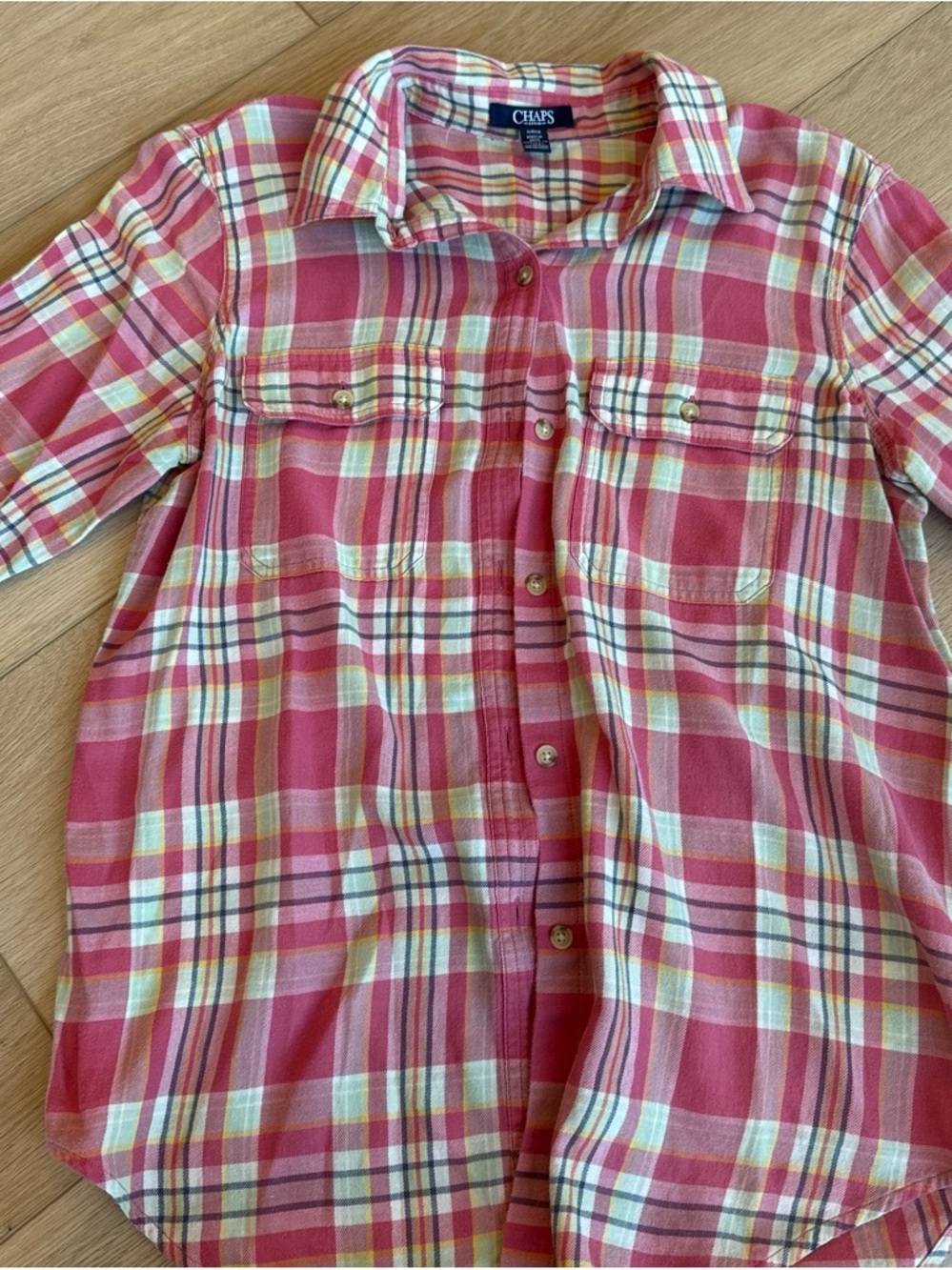Chaps Pink Plaid Button-Down Shirt